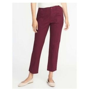 Old Navy Raw-Edge Utility Chinos Wine - 18